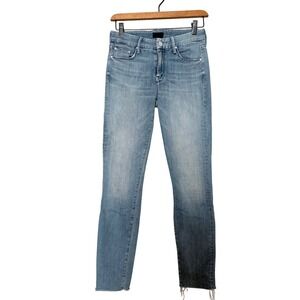 MOTHER Looker Ankle Fray Jeans Women's Light Wash Denim Size 24